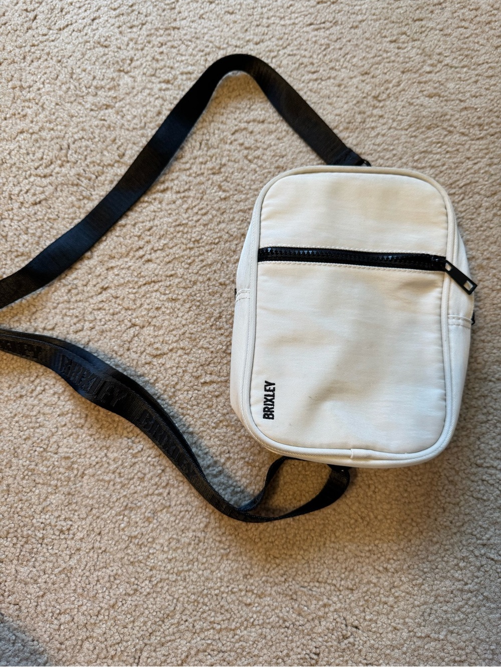 Brixley White Crossbody Bag with Black Strap